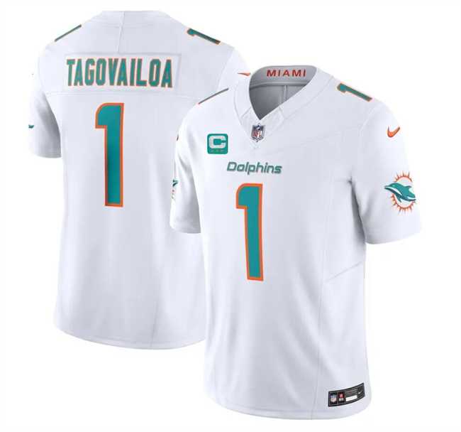 Men & Women & Youth Miami Dolphins #1 Tua Tagovailoa White F.U.S.E With 3-Star C Patch Vapor Limited Stitched Jersey->miami dolphins->NFL Jersey